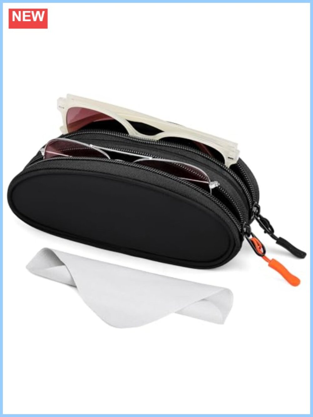 Dual Compartment Soft Eyeglass Case Water Resistant Travel Sunglass Holder